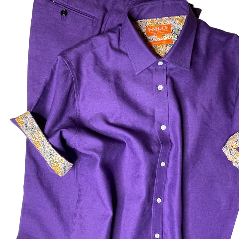 Inserch Linen S/S Shirt (Eggplant) 717