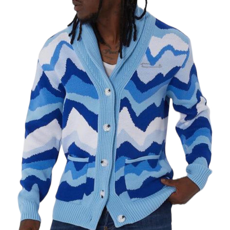 Brooks Shawl Cardigan (Blue/White) OIM