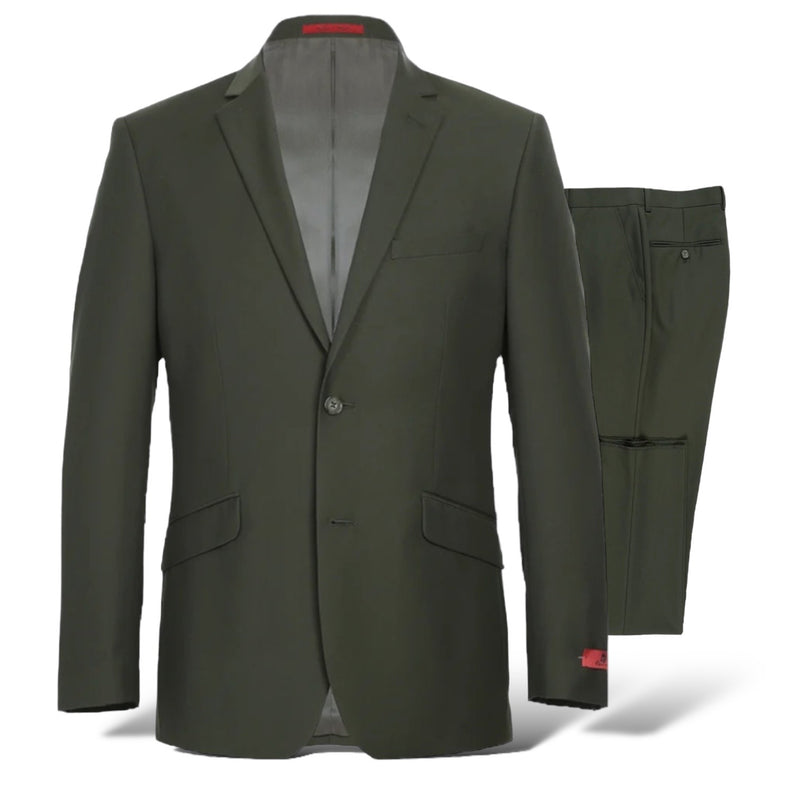 Mens Modern Classic Fit Suit (Olive) Renoir