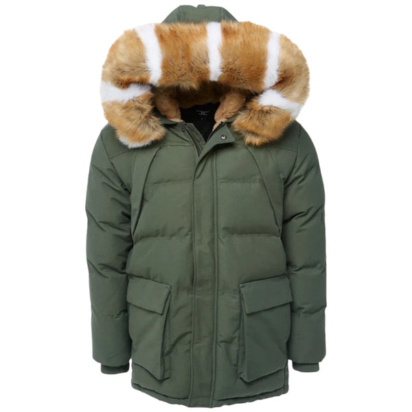 Jordan Craig Fur Lined Parka Coat (Army)