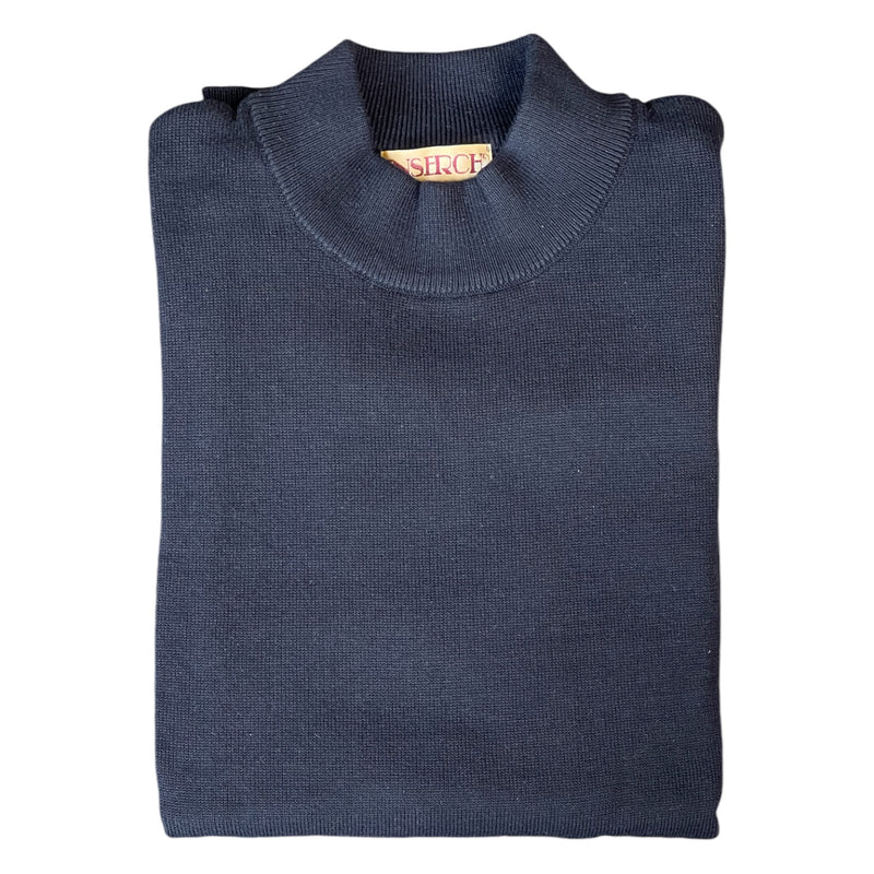 Inserch Cotton Blend Mock Sweater (Navy)