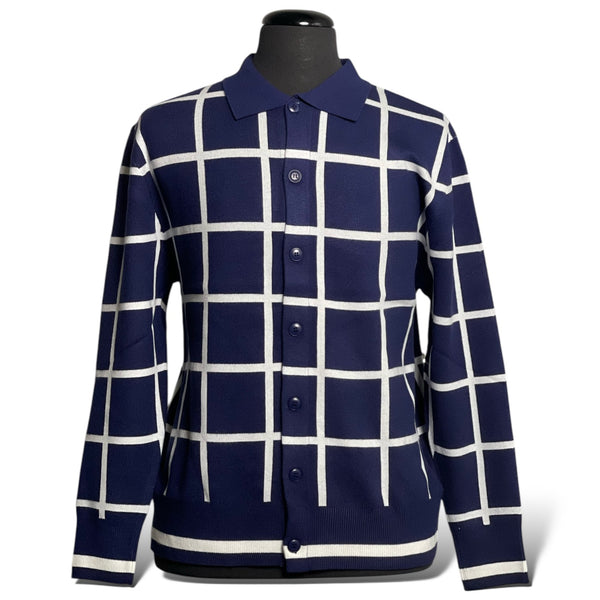 Lanzino Button up Sweater (Navy/White)