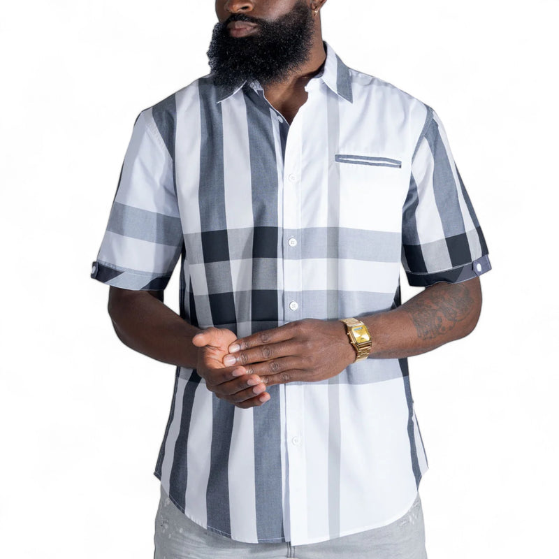 Veno Plaid Shirt (Black/White) 836