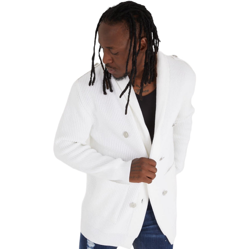 Military DB Cardigan (Winter White) OIM