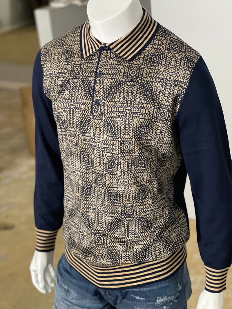 Cigar Couture "Vango" Sweater (Navy/Tan) 307