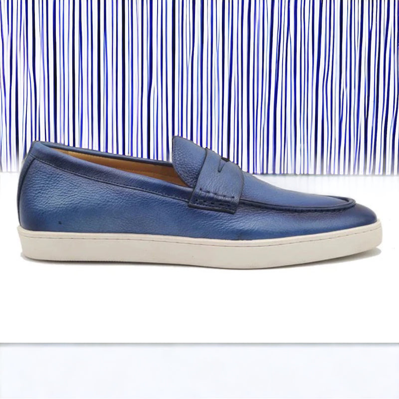 Carrucci Burnished Loafer Sneaker (Blue)