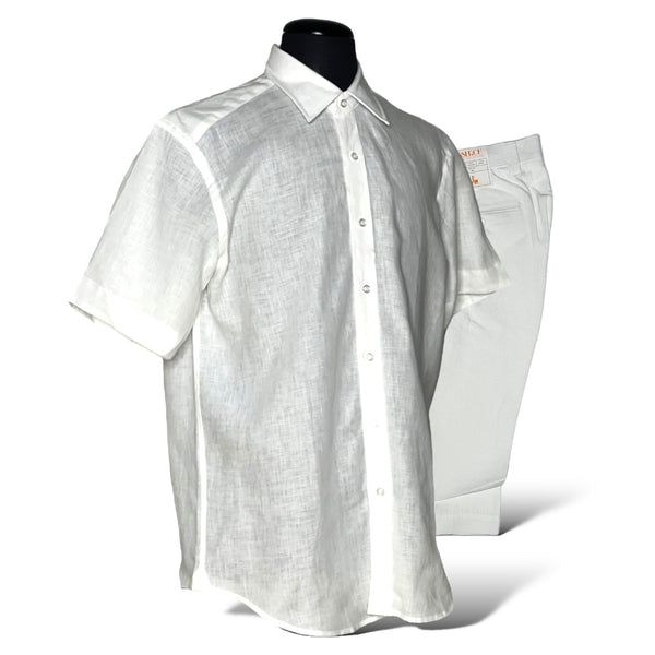 Inserch Linen S/S Shirt (White) 7172