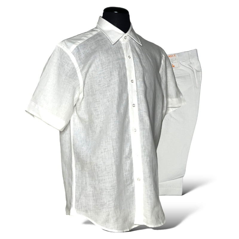 Inserch Linen S/S Shirt (White) 7172