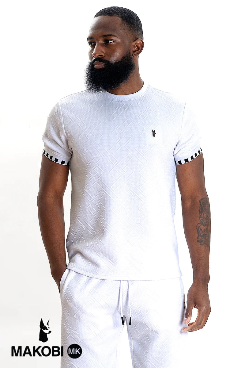 Makobi "Embossed" Crew Neck (White) 363