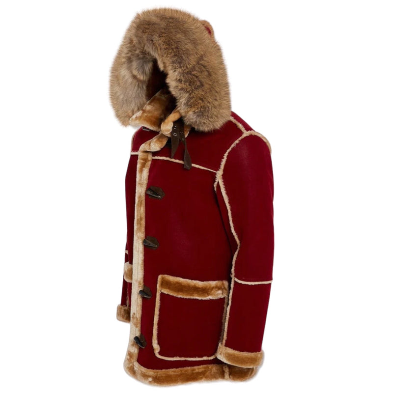 Jordan Craig Shearling Coat (Burgundy)i