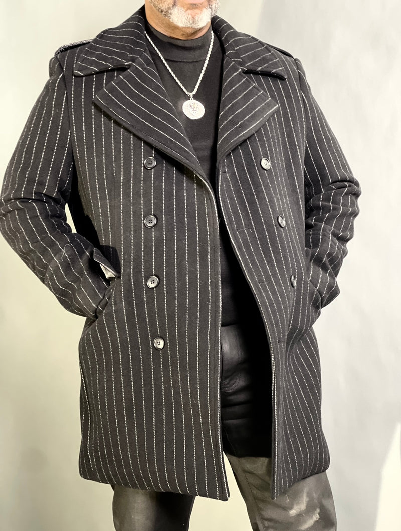 Canuti DB 3/4 Length "Clayton" Peacoat (Black)