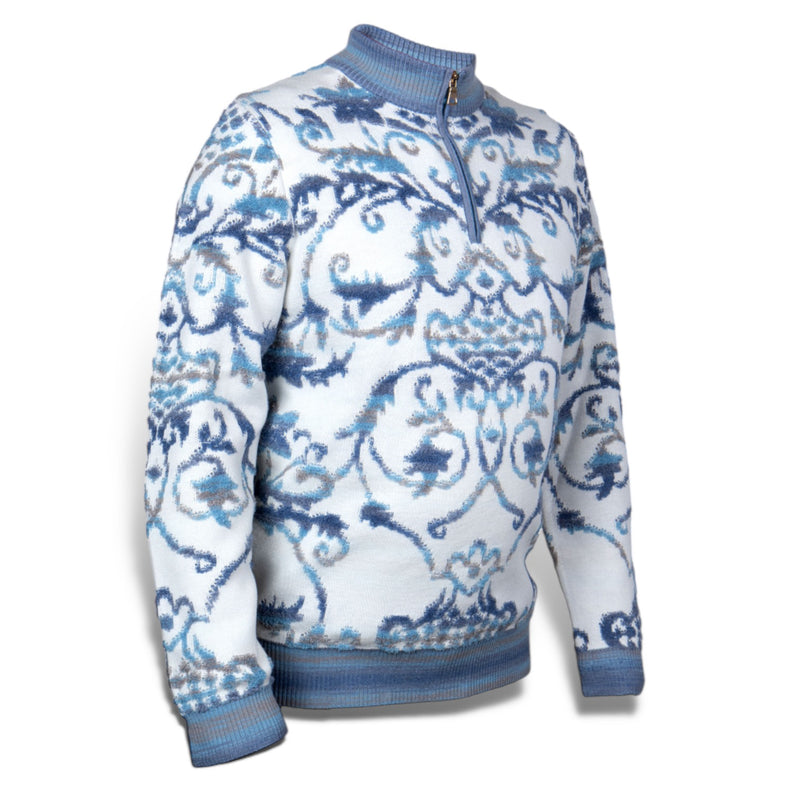 Prestige "Stanley" Half Zip Sweater (White/Blue) 223