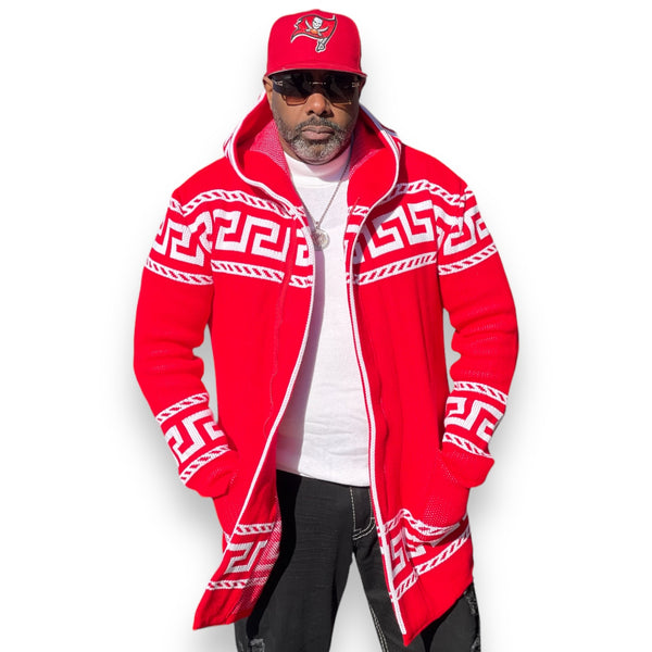 OIM "King" Cardigan 3/4 Length Sweater Jacket (Red)