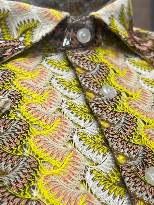 Lanzino "Woven" Short Sleeve Shirt (Yellow) 102