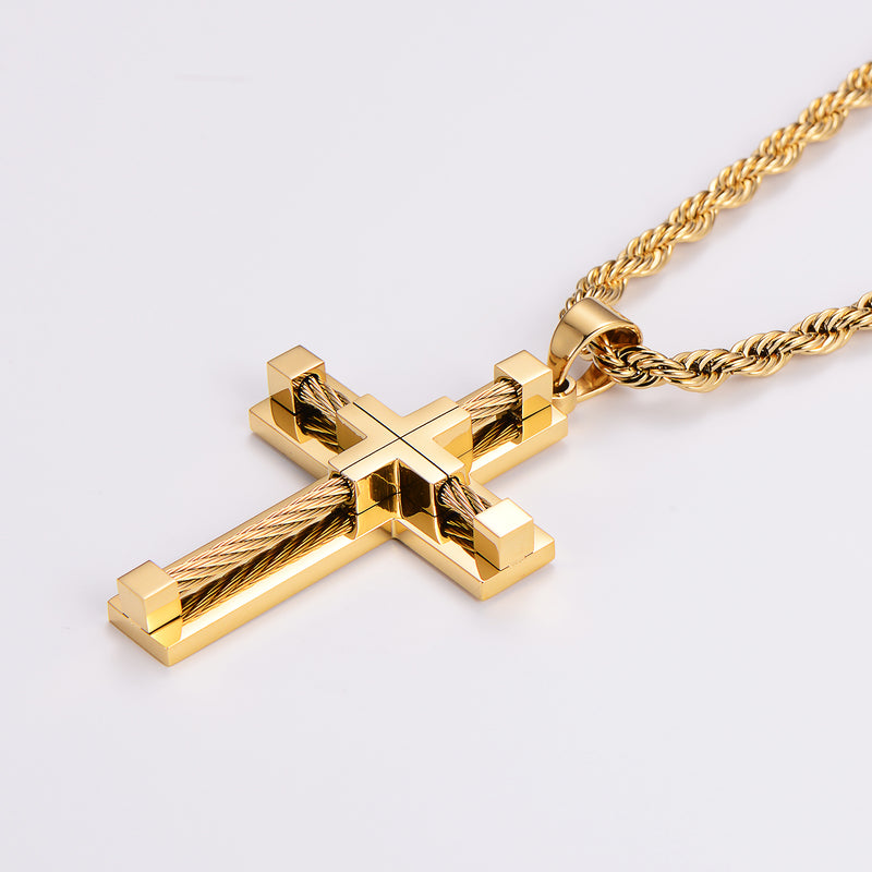 KALIKO "Rope Cross" Rope Chain + Pendant (Gold) 088