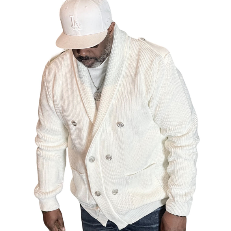 Military DB Cardigan (Winter White) OIM