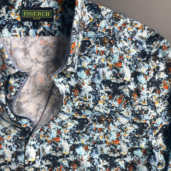 Inserch "Floral" Button up L/S (Bright Blue) 169