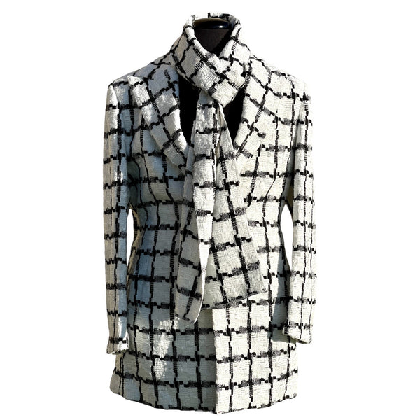 Lanzino "Lexington" Peacoat + Scarf (Black/White)