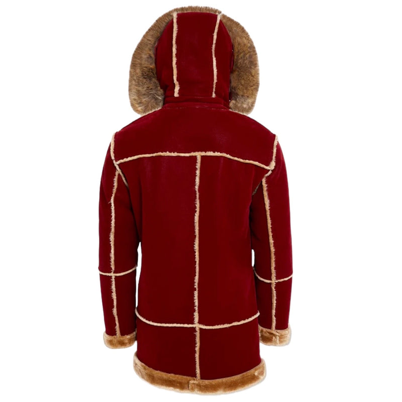 Jordan Craig Shearling Coat (Burgundy)i