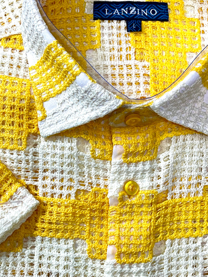 Lanzino "Woven" Short Sleeve Shirt (Yellow) 076