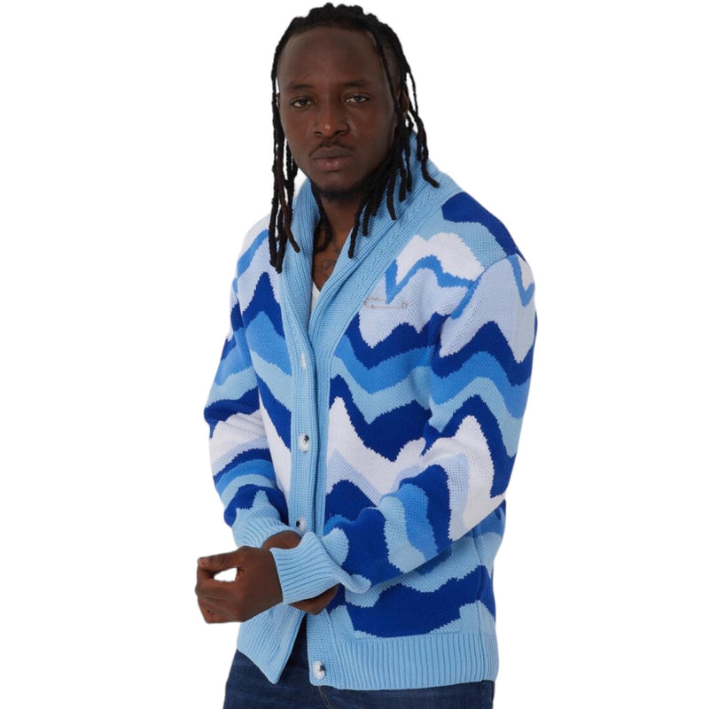 Brooks Shawl Cardigan (Blue/White) OIM