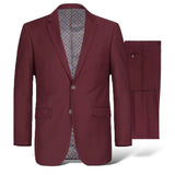 Mens Modern Classic Fit Suit (Burgundy) Renoir