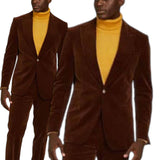 Inserch Single Breasted Peak Lapel Velvet Blazer (Swiss Chocolate) 184