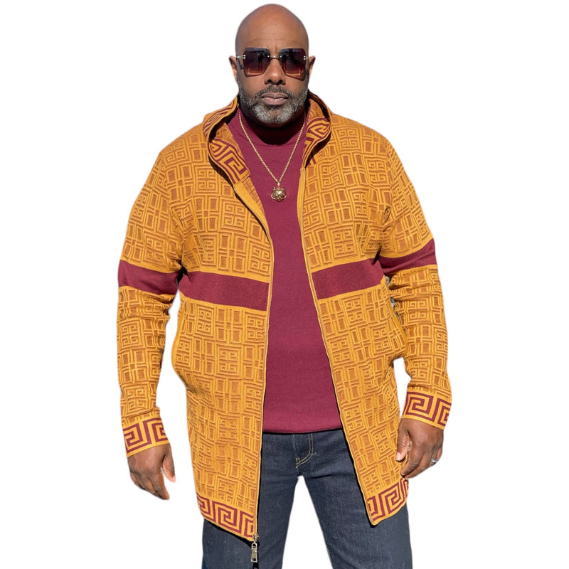 Prestige Full Zip "Downtown" Sweater (Gold/Burgundy) 482