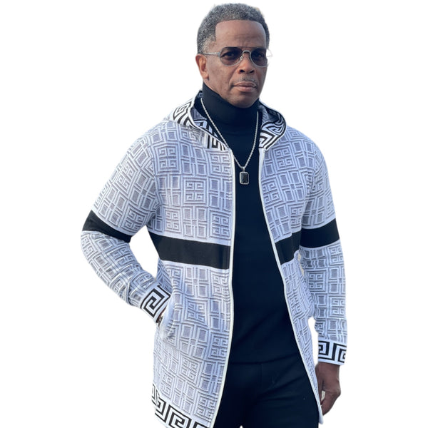 Prestige Full Zip "Downtown" Sweater (Black/White) 482