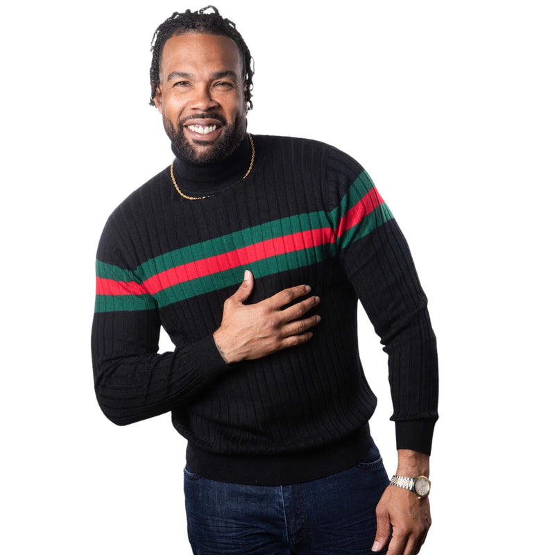 Prestige Designer "Southshore" Turtleneck (Black/Red/Green)