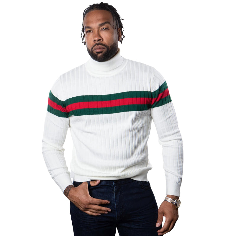 Prestige Designer "Southshore" Turtleneck (White/Red/Green)