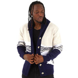 OIM Brooks Shawl Cardigan (Navy/Cream/White)