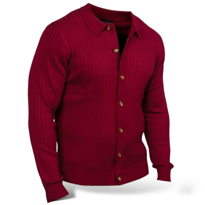 Prestige "Mazkel" Button Up Sweater (Burgundy) 292