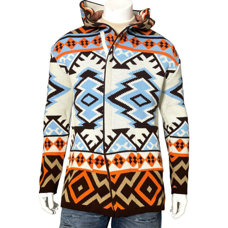 OIM Azteka Sweater 3/4 Length (Orange/Cream/Blue)