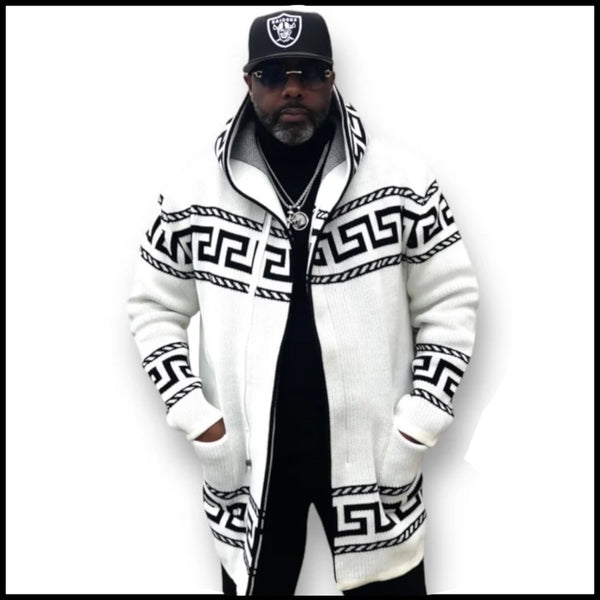 OIM "King" Cardigan 3/4 Length Sweater Jacket (White)