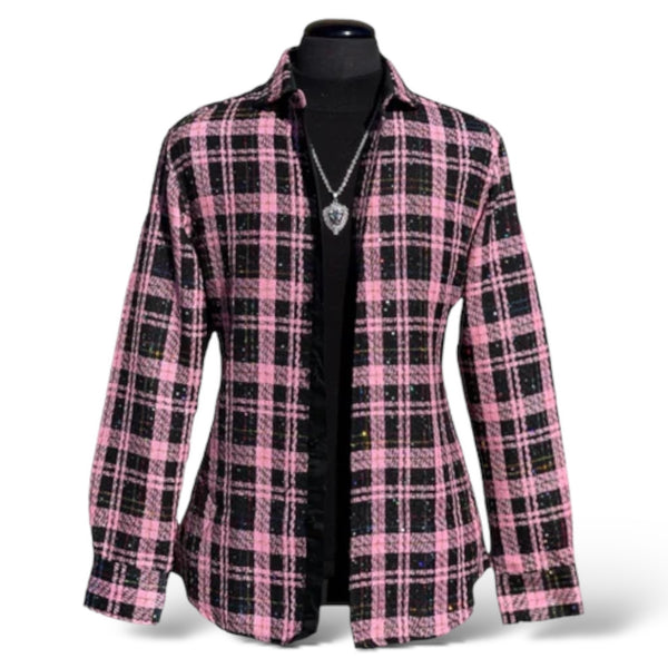 Lanzino "Glitz" Shirt Jacket (Pink Multicolor)