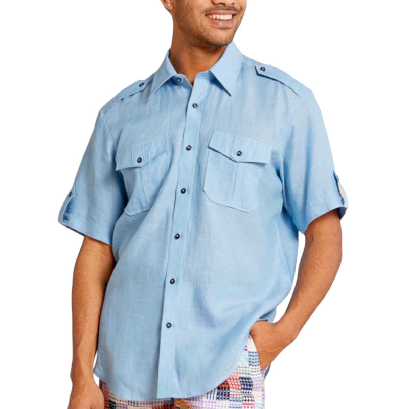 Inserch Military Linen Shirt (Lake Blue)