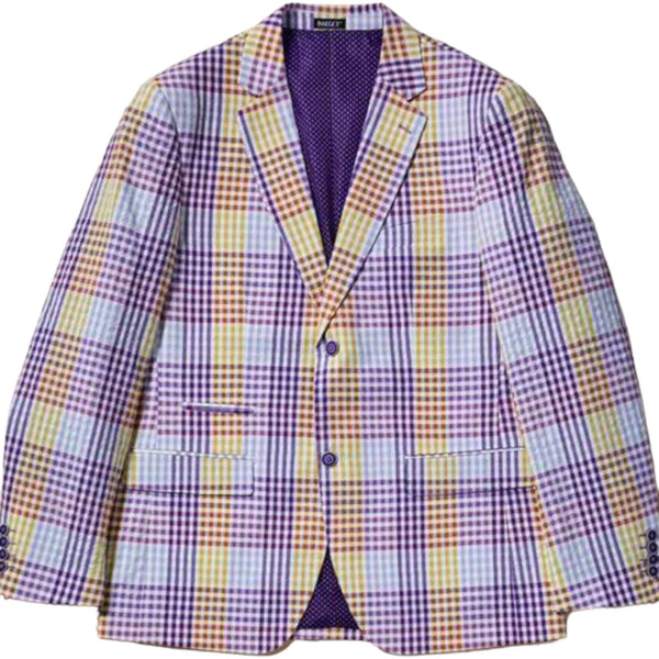 Inserch seersucker check blazer (purple/yellow)