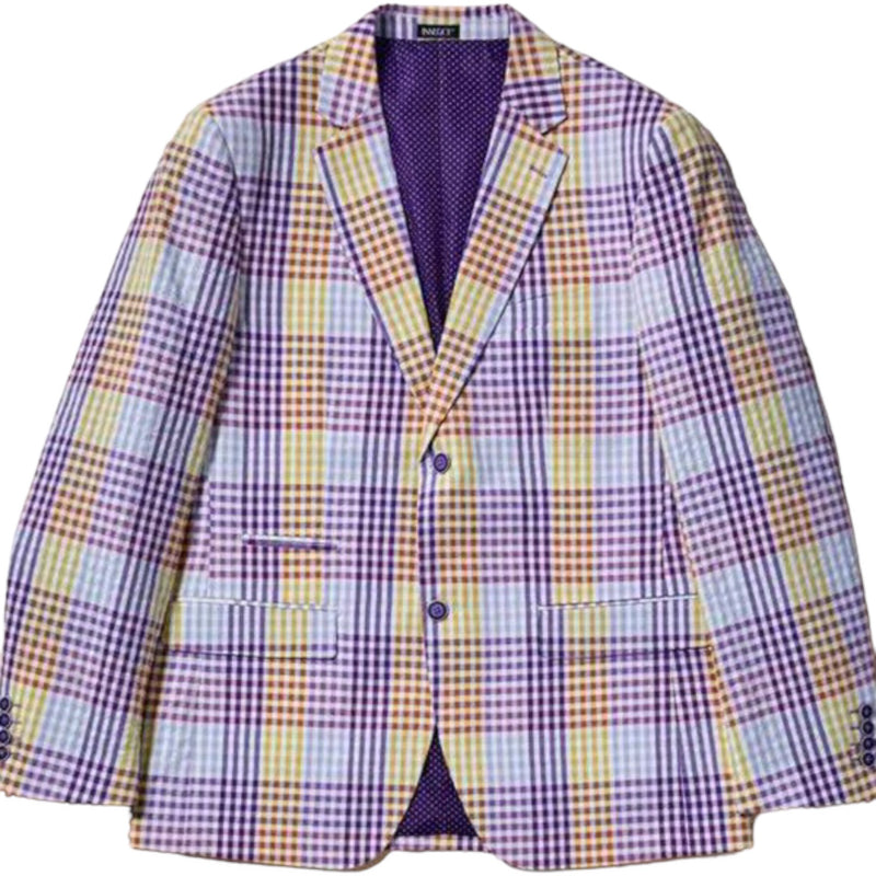 Inserch seersucker check blazer (purple/yellow)