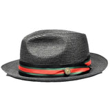 Straw "Bellagio" Hat (Black/Red/Green)