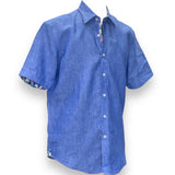 Inserch Linen Short Sleeve Shirt (Blue Wave) 717