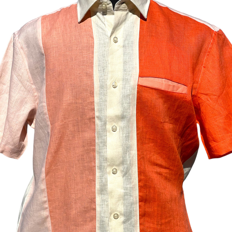 Lanzino Linen Shirt (Cream/Peach/Coral)