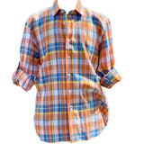 Inserch Linen Roll Up Shirt (2906-Orange/Blue/Yellow)