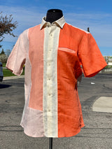 Lanzino Linen Shirt (Cream/Peach/Coral)