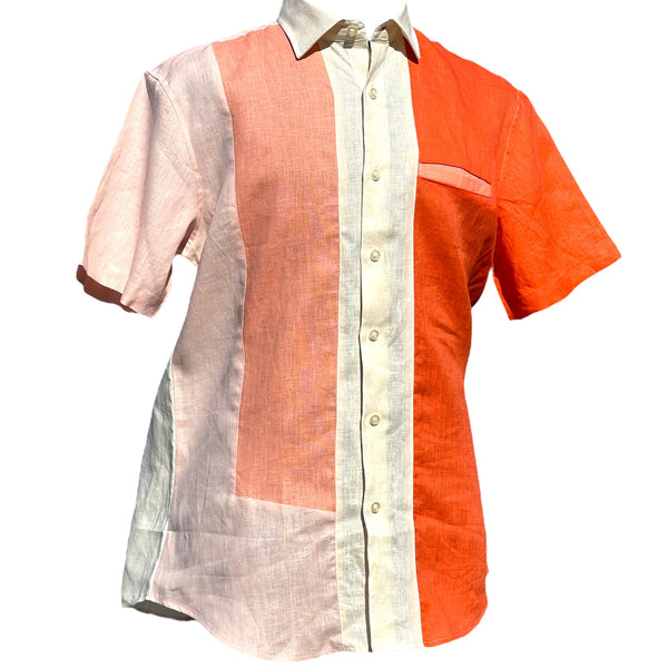 Lanzino Linen Shirt (Cream/Peach/Coral)