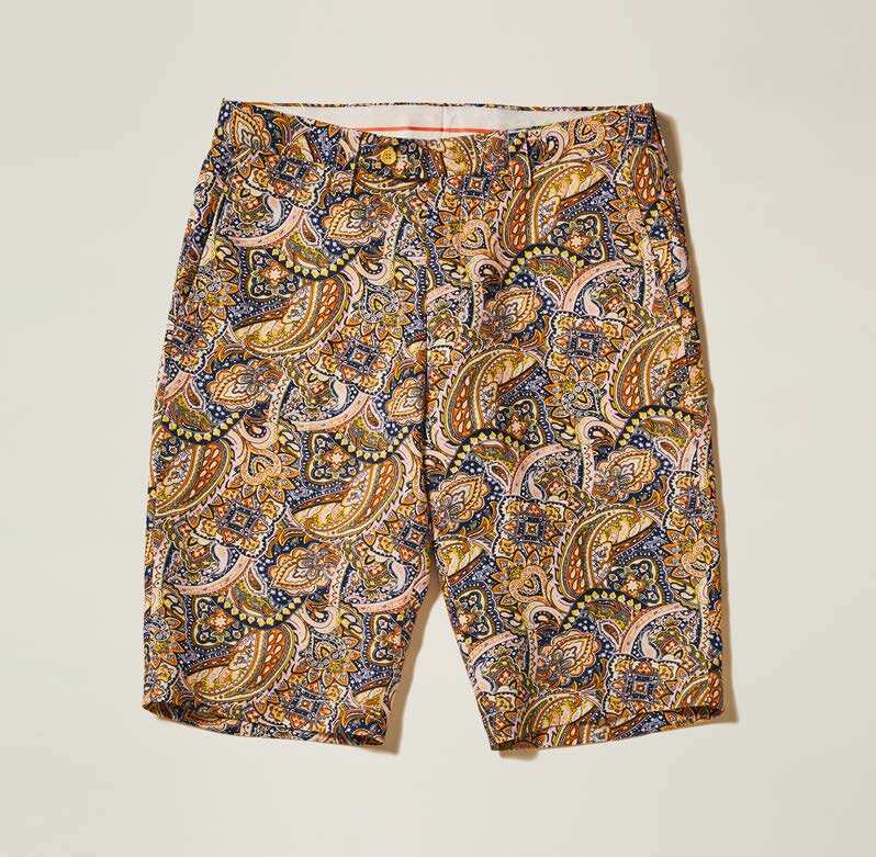 Inserch linen premium short (Paisley Navy/Pink)