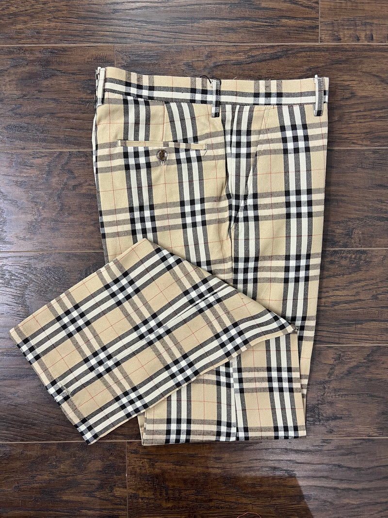 Prestige Plaid Pant (Tan/Beige/Black) Tan-2