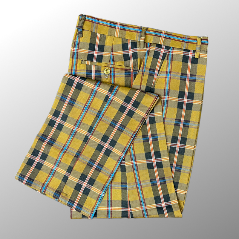 Prestige Plaid Pant (Gold/Black/Teal) Caramel