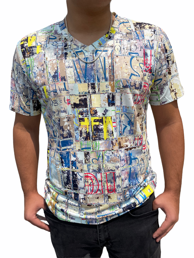 Steven Land Graphic Tshirt TS233 (White/Blue/Yellow)