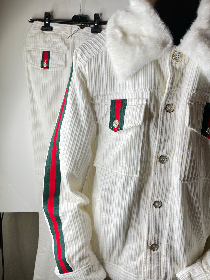 Prestige "Brooklyn" 5 Pocket Jacket (White/Red/Green)